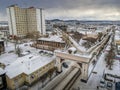 The old historic gate in the city center of Ulan-Ude, Republic of Buryatiya, Russia. Royalty Free Stock Photo