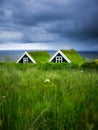 Old historic houses on the field in Iceland. Natural Icelandic background. Travelling on Iceland. Famous place. Royalty Free Stock Photo