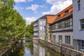 Old historic houses at idyllic river Gera in Erfurt