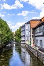 Old historic houses at idyllic river Gera in Erfurt