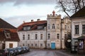 Old historic houses located in small Latvia countryside city Goldingen