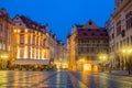 Old Historic Prague square at night with old lamps Royalty Free Stock Photo