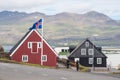 Old historic rebuilt buildings in town of Djupivogur in east Iceland