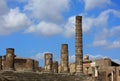 Old historic ruin Pompey town near the Vesuvius volcano. In sunny day under blue sky