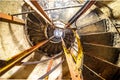 Old historic spiral steel staircase structure