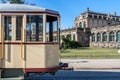 Old historic vintage street car in Dresden