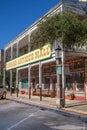 old historic western house with balcony and historic decoration in Kerrville, Texas, USA