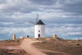 Old historic windmills on the hill of Herencia, Consuegra, Spain Royalty Free Stock Photo