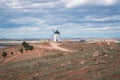 Old historic windmills on the hill of Herencia, Consuegra, Spain Royalty Free Stock Photo