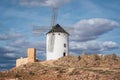 Old historic windmills on the hill of Herencia, Consuegra, Spain Royalty Free Stock Photo