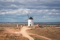 Old historic windmills on the hill of Herencia, Consuegra, Spain Royalty Free Stock Photo