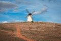 Old historic windmills on the hill of Herencia, Consuegra, Spain Royalty Free Stock Photo