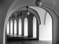 Old historical arcade at Little Square in Old Town, Prague, Czech Republic