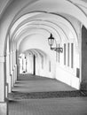 Old historical arcade in Loretanska Street near Prague Castle, Prague, Czech Republic Royalty Free Stock Photo