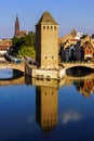 Old historical center of Strasbourg. Fortress towers and briges