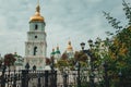 Old historical church with golden domes in Kiev,Ukraine.Travel Royalty Free Stock Photo