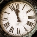 Old historical clock, the hands of which are on shortly before twelve