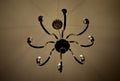 old historical eight-armed chandelier. silver single with spruce cone