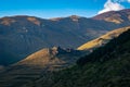 Old historical fortress in Dartlo, high mountain region Tusheti, Georgia