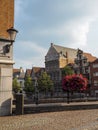 Old historical houses at the old salt wharf next to the river Dy