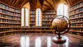 old historical library with globe Royalty Free Stock Photo
