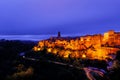 Old historical medieval town of Pitigliano in Tuscany at sunset, Italy Royalty Free Stock Photo