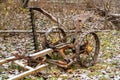 Old historical mower for haymaking in Kumla Sweden Royalty Free Stock Photo