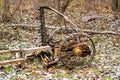 Old historical mower for haymaking in Kumla Sweden Royalty Free Stock Photo