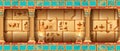 Egypt temple seamless game background, vector ancient stone wall, pharaoh pyramid tomb room fire.