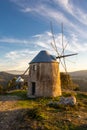 Old Historical Stone Windmill at Sunset in Portugal