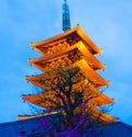 Old historical temple building in Asian country during spring season