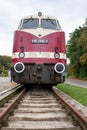 Old historical train of the Deutsche Reichsbahn from the times of the GDR stands on a siding