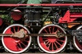 Old historical train. Metal locomotive construction Royalty Free Stock Photo