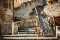 Old historical wood wagon typical tool used in Matera in the past Royalty Free Stock Photo