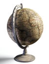 Old history map on metal globe Royalty Free Stock Photo