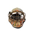 Old hockey helmet under the white background Royalty Free Stock Photo