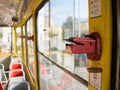 Old hole puncher (composter) for tram tickets in a tram car Royalty Free Stock Photo