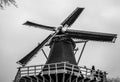 Old Holland windmill. Black-white photo Royalty Free Stock Photo