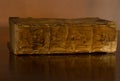 Old Holy Bible, circa 1500, on table Royalty Free Stock Photo