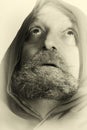 Old holy prayer card capuchin monk with beard