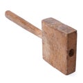 Old homemade wooden hammer isolated Royalty Free Stock Photo