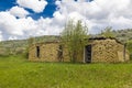 Old homestead dirt sod block stucco home deserted