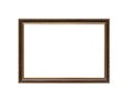 Old horizontal long narrow wooden picture frame isolated on white background Royalty Free Stock Photo