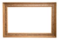old horizontal long wooden picture frame isolated Royalty Free Stock Photo