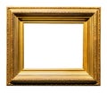 old horizontal very wide golden wood picture frame Royalty Free Stock Photo