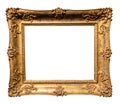 old horizontal wide golden rococo picture frame Royalty Free Stock Photo