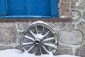 Old horse cart wheel in Erzurum Royalty Free Stock Photo