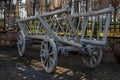 Old horse-drawn cart. In the village yard. Transport Royalty Free Stock Photo