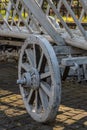 Old horse-drawn cart. In the village yard. Transport Royalty Free Stock Photo