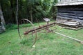 An old, horse-drawn rake used in pioneer days Royalty Free Stock Photo